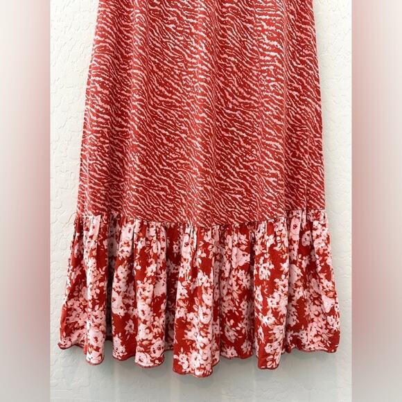 RACHEL ROY | Rust Red Tiered Ruffle Hem Midi Skirt Boho Summer | XS - Picture 3 of 7